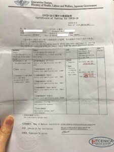 フィリピンで取得した日本語翻訳の陰性証明書